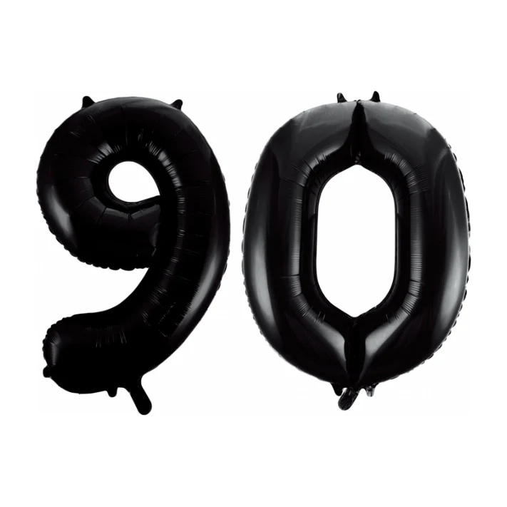 Folieballon 90 jaar zwart 41cm