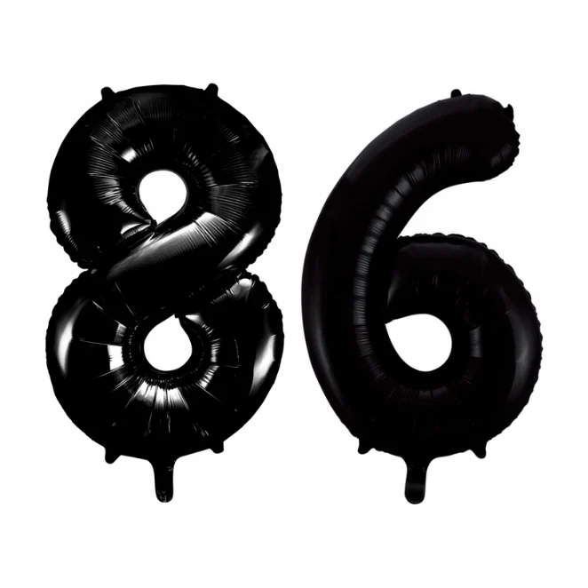 Folieballon 86 jaar zwart 41cm