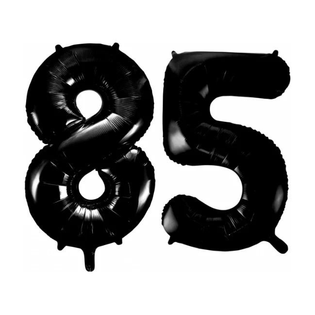 Folieballon 85 jaar zwart 41cm