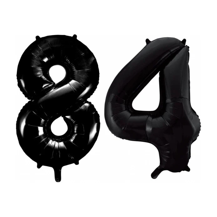 Folieballon 84 jaar zwart 41cm