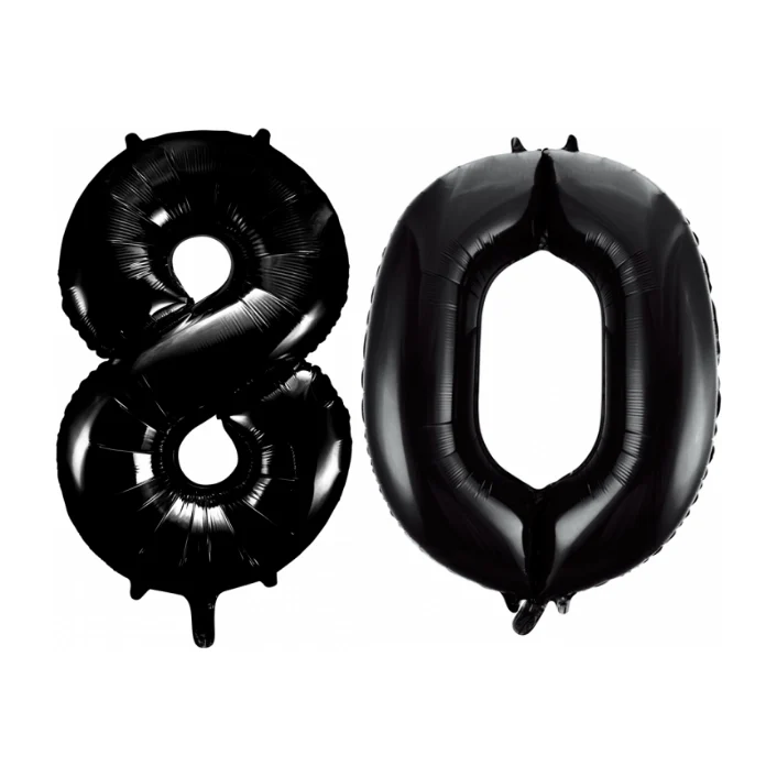 Folieballon 80 jaar zwart 41cm