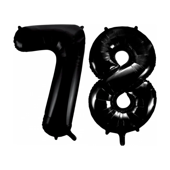 Folieballon 78 jaar zwart 41cm