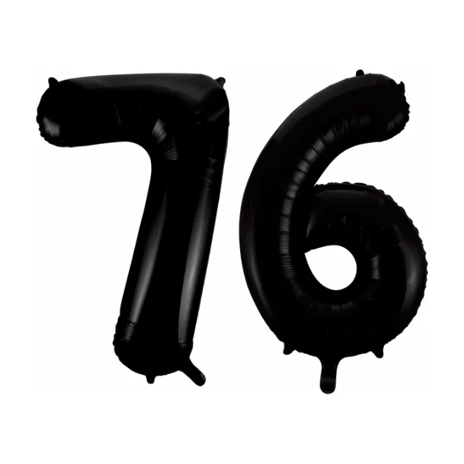 Folieballon 76 jaar zwart 41cm