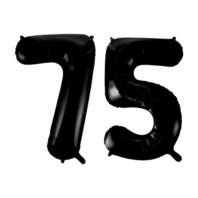 Folieballon 75 jaar zwart 41cm