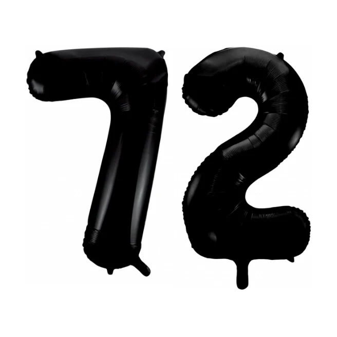 Folieballon 72 jaar zwart 41cm