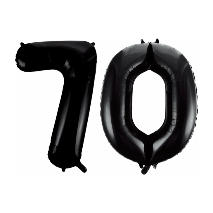 Folieballon 70 jaar zwart 41cm