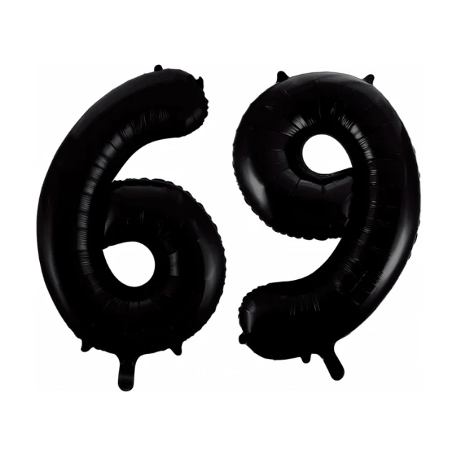 Folieballon 69 jaar zwart 41cm