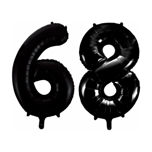 Folieballon 68 jaar zwart 41cm