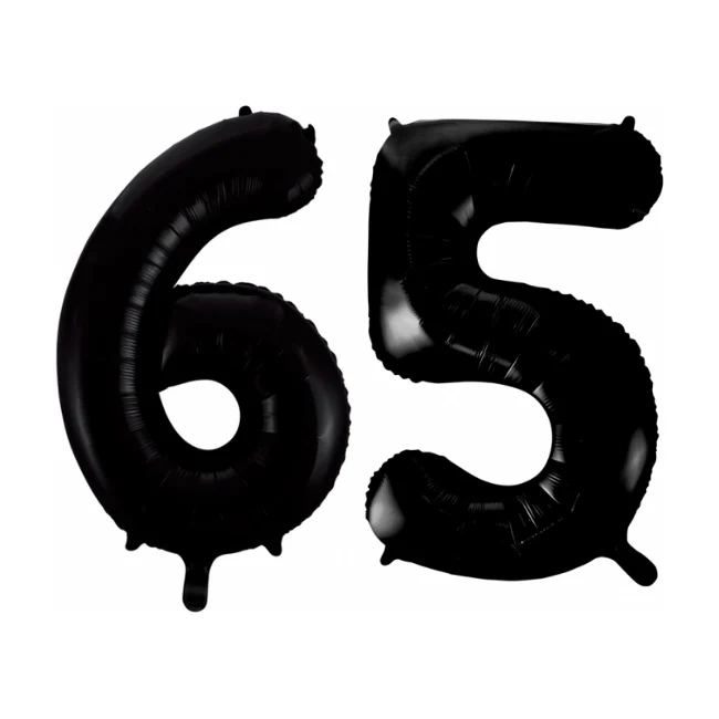 Folieballon 65 jaar zwart 41cm