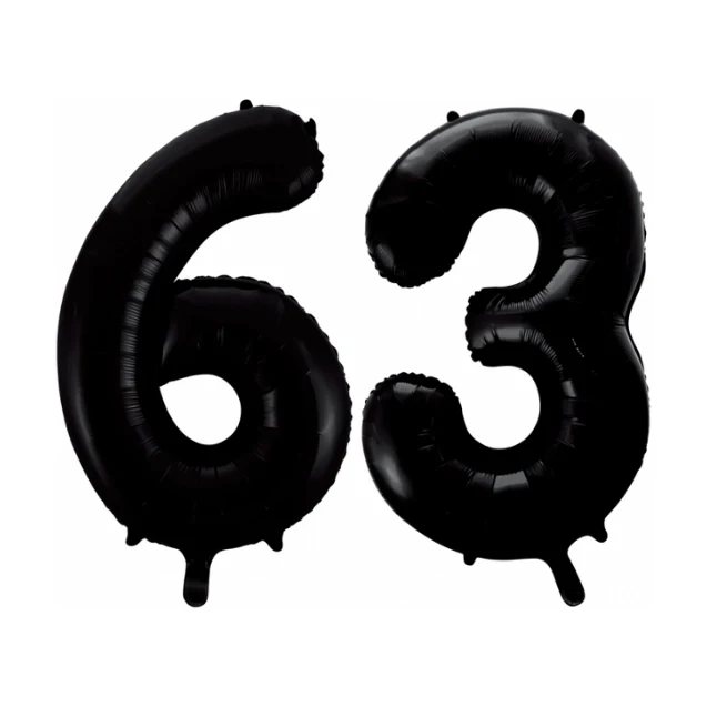 Folieballon 63 jaar zwart 41cm