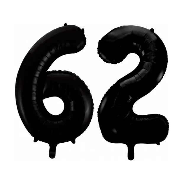 Folieballon 62 jaar zwart 86cm