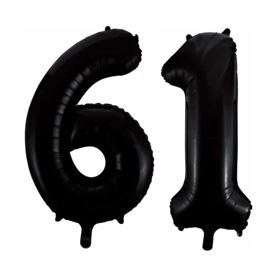 Folieballon 61 jaar zwart 41cm