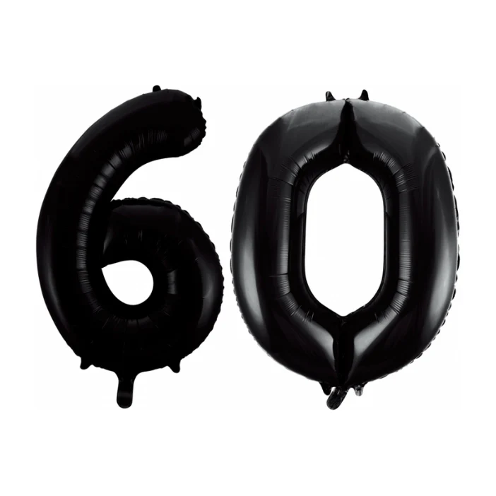 Folieballon 60 jaar zwart 86cm