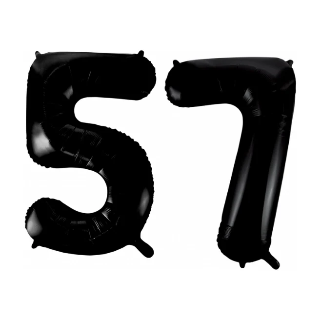 Folieballon 57 jaar zwart 86cm