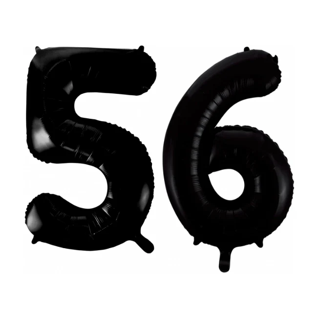 Folieballon 56 jaar zwart 41cm