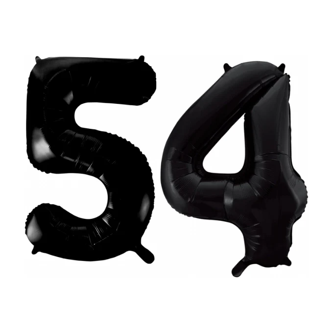 Folieballon 54 jaar zwart 86cm
