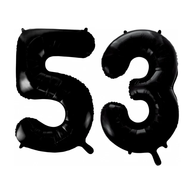 Folieballon 53 jaar zwart 41cm