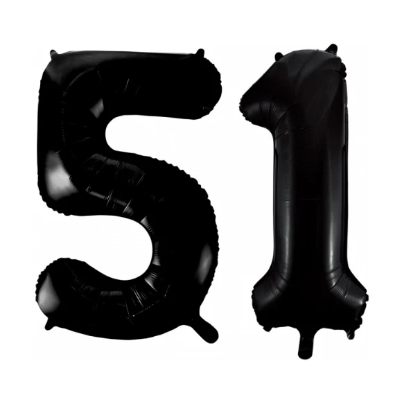 Folieballon 51 jaar zwart 41cm