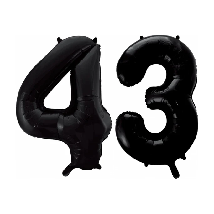 Folieballon 43 jaar zwart 86cm