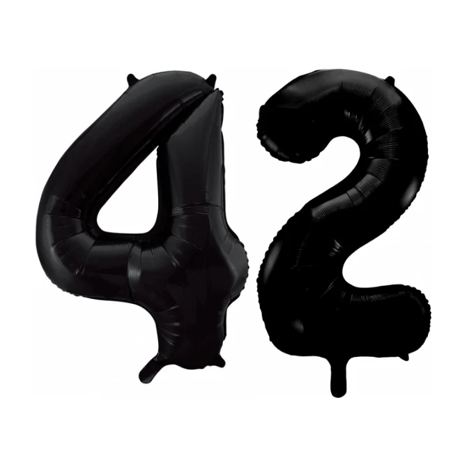 Folieballon 42 jaar zwart 41cm