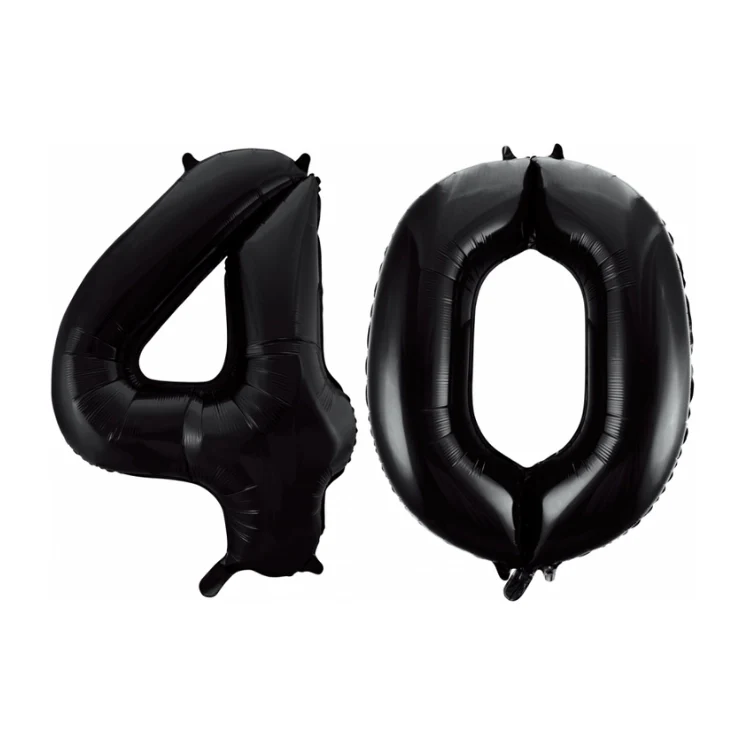 Folieballon 40 jaar zwart 41cm