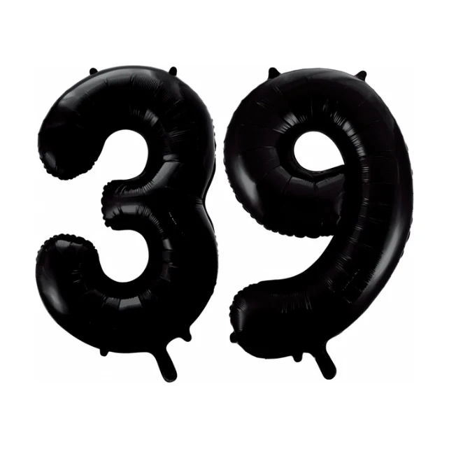 Folieballon 39 jaar zwart 41cm