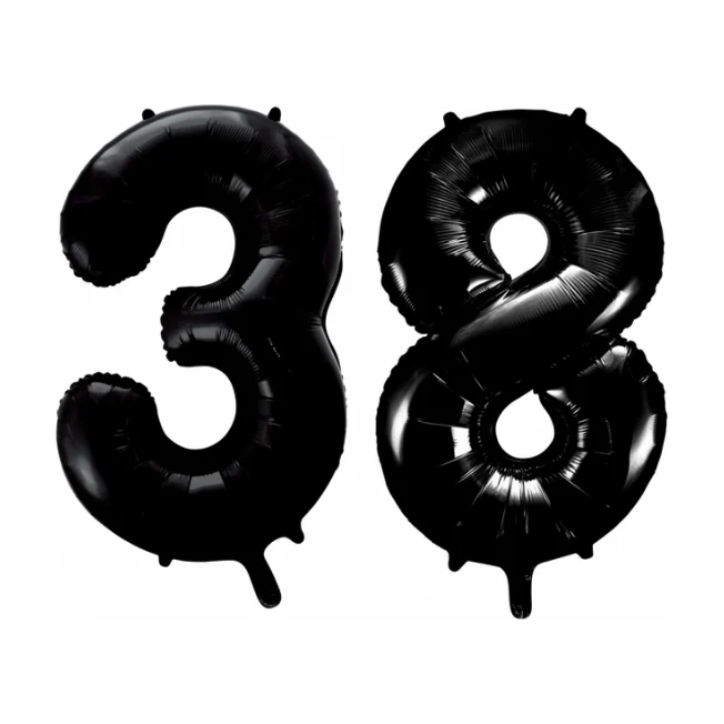 Folieballon 38 jaar zwart 41cm