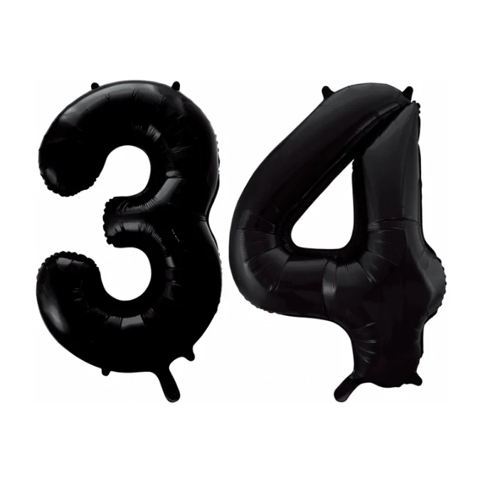 Folieballon 34 jaar zwart 41cm