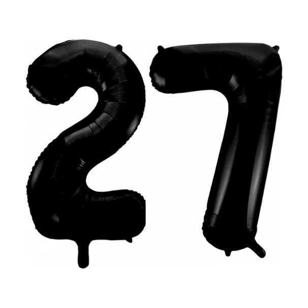 Folieballon 27 jaar zwart 41cm