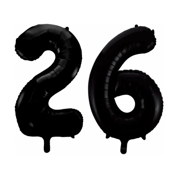 Folieballon 26 jaar zwart 86cm