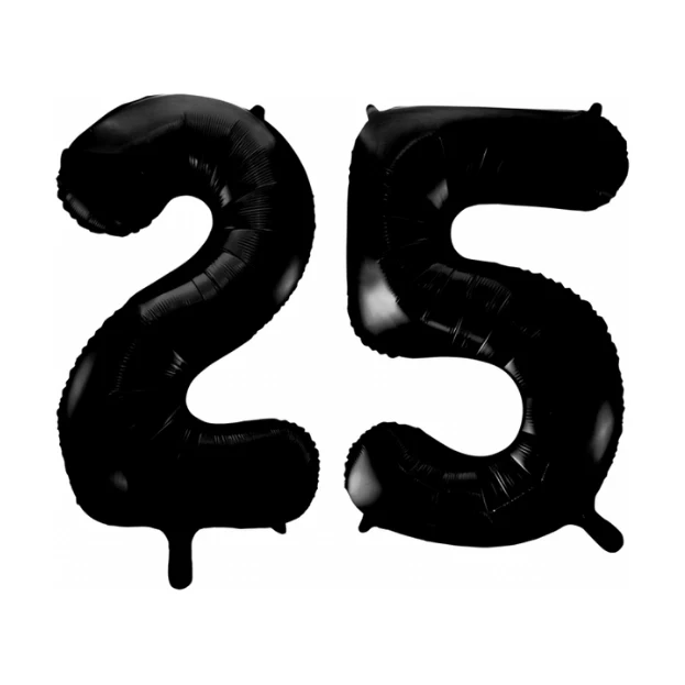 Folieballon 25 jaar zwart 41cm