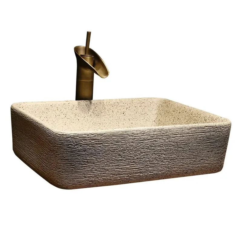Slick Rectangular Ceramic Vessel Sink Comes With Faucet No Sweat Cleanup Countertop Washbasin Stain Proof Coating For Modern Bathrooms And Durable Daily Grind Living