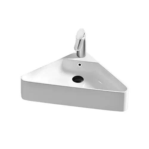 Personalized Triangle Vessel Sink Wall Mounted Washbasin High Temp Toughness Space Savvy Corner Basin Premium Bathroom Setup Sick Style Hits Hard Restaurants Schools Outdoors No Hassle Install Real Game Changer