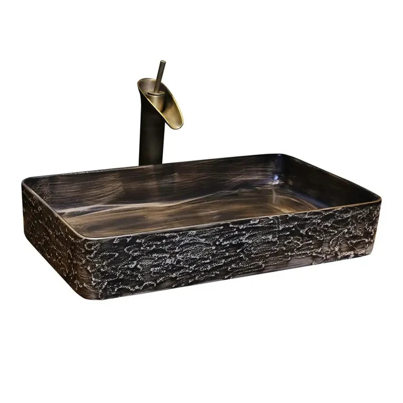 Rectangular Ceramic Undermount Bathroom Vanity Sink With Faucet Slick Finish Straight Up Solid Rock Hard Durability Main Event Countertop Washbasin For Homes And Commercial Spots