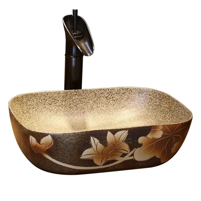 Top Shelf Ceramic Vessel Sink For Bathroom Vanity Countertop Basin With A Killer Vintage Art Look And Smooth Modern Luxury Finish Crafted To Upgrade Any Home Space Or Commercial Washroom Setup Today