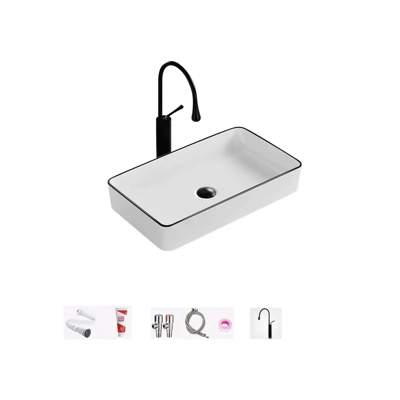 Straight Up Modern Luxury Ceramic Vessel Sink Top Mount Bathroom Wash Basin Featuring A Sleek Black Rim And High Fired Porcelain Works Like A Charm In Tight Apartments Plus Cozy Balcony Vanities