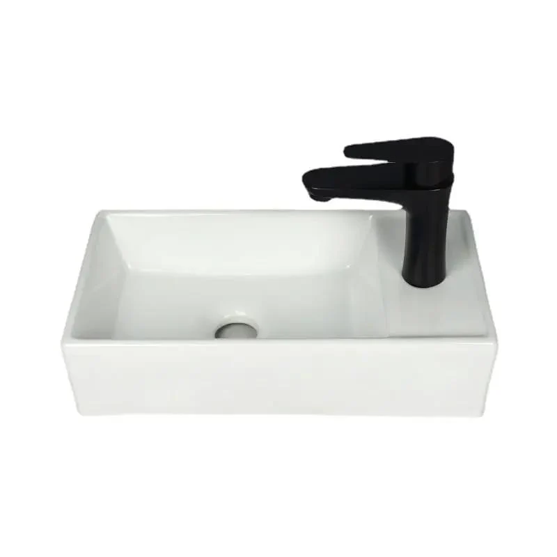 Slick Modern Ceramic Vessel Sink Wall Mounted Washbasin Square Bathroom Vanity Basin Top Shelf Setup Contemporary Design No Sweat Installation Ridiculously Durable Finish