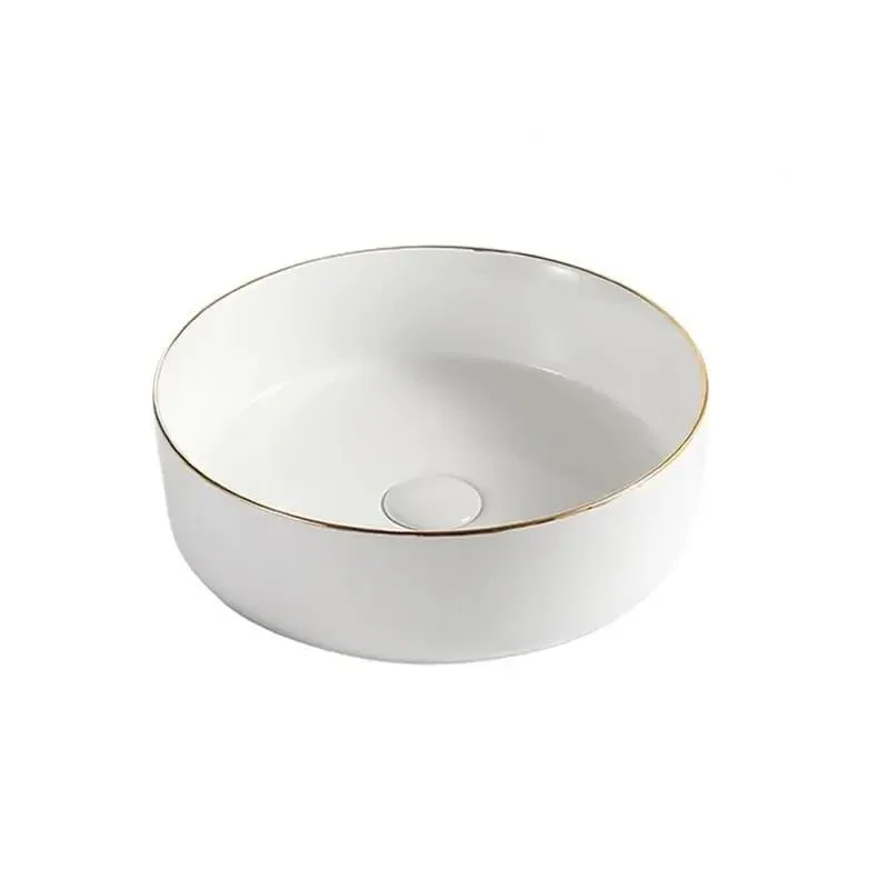 Killer Design Round Ceramic Vessel Sink For Above Counter Bathroom And Bar Vanity Straight Up Premium Tabletop Washbasin Zero Hassle Cleaning Slick White Porcelain Bowl Sink