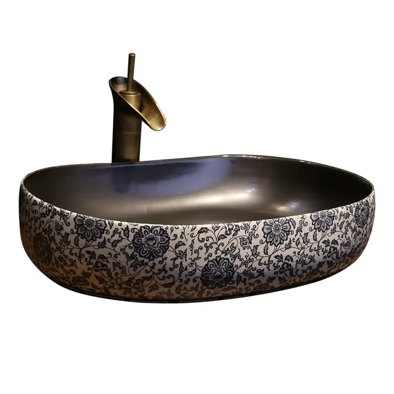 Modern Luxury Ceramic Vessel Sink For Bathroom Countertop Wash Basin With Faucet Sleek Retro Art Bowl That Levels Up Your Bathroom Game And Brings Fresh Minimalist Vibes All Day