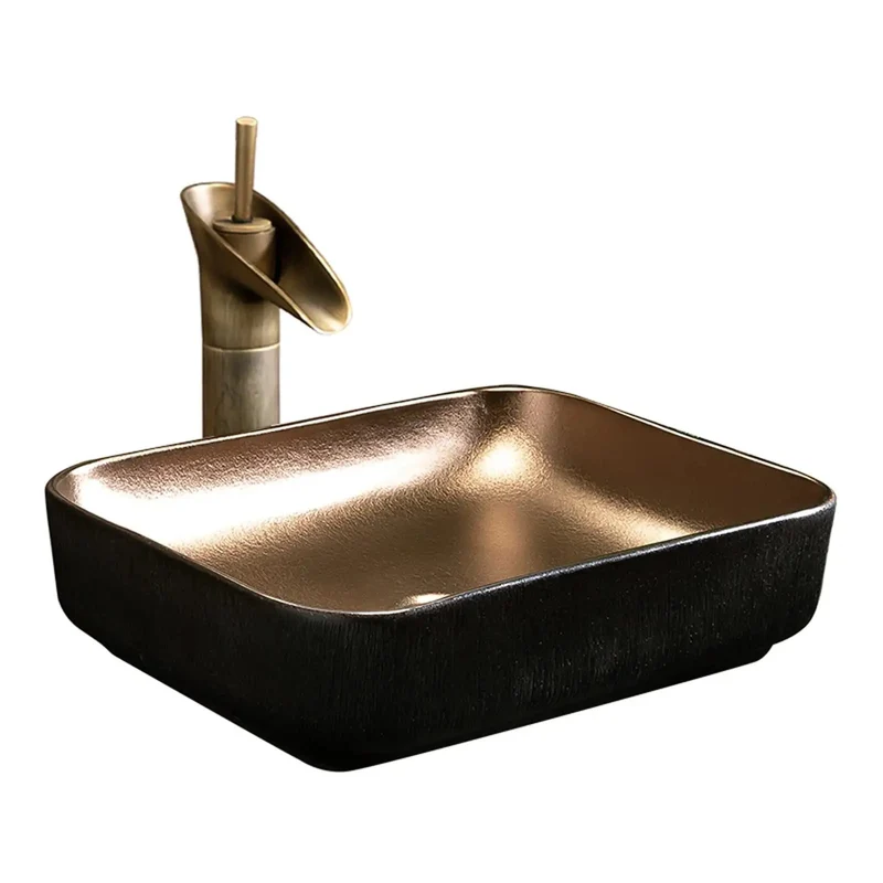 Next Level Matte Black Ceramic Vessel Sink For Modern Bathroom Vanity Setup Featuring Sleek Rectangular Basin With Countertop Mounting Capabilities That Boosts Everyday Glamour And Delivers Show Stopping Sophistication To Your Wash Area.