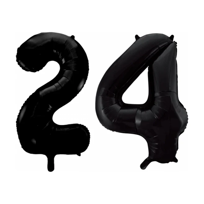 Folieballon 24 jaar zwart 41cm