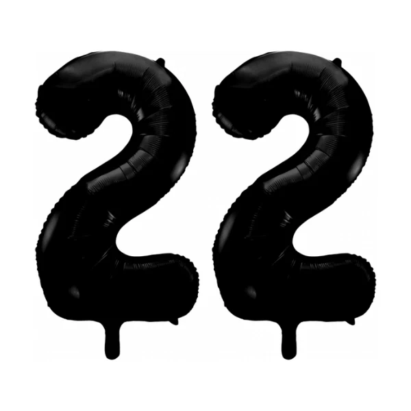 Folieballon 22 jaar zwart 41cm