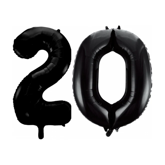 Folieballon 20 jaar zwart 41cm