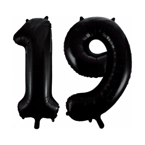 Folieballon 19 jaar zwart 41cm