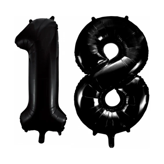Folieballon 18 jaar zwart 41cm