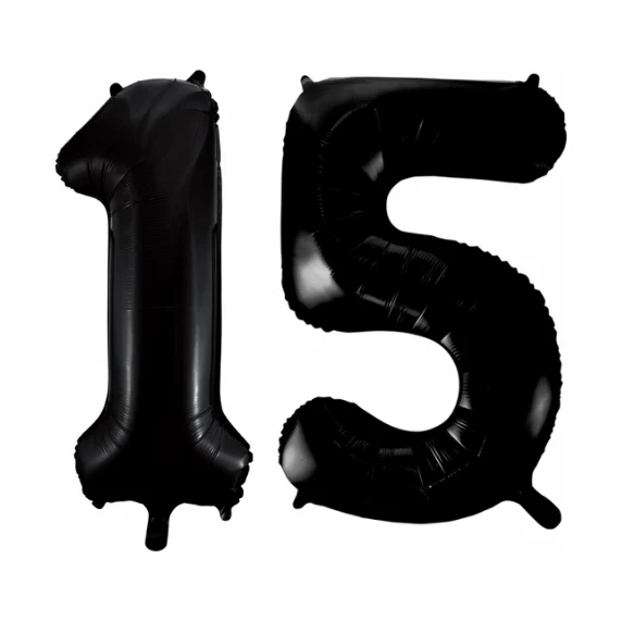 Folieballon 15 jaar zwart 86cm
