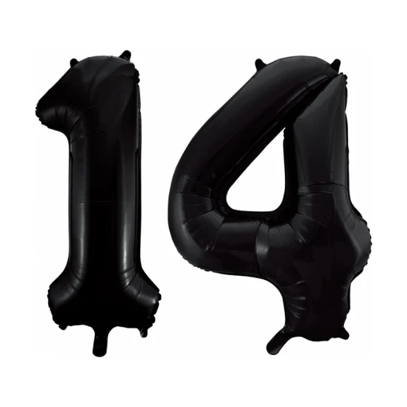 Folieballon 14 jaar zwart 86cm