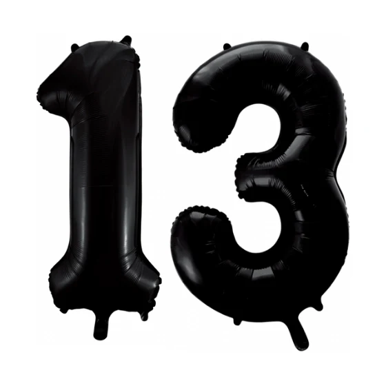 Folieballon 13 jaar zwart 41cm