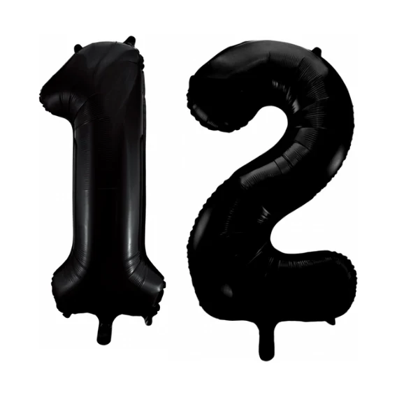 Folieballon 12 jaar zwart 86cm