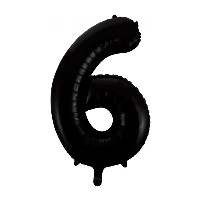 Folieballon 6 jaar zwart 41cm